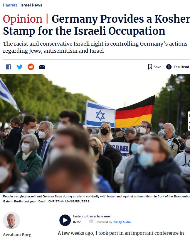 Haar
etz Screenschot Burg Artikel 
