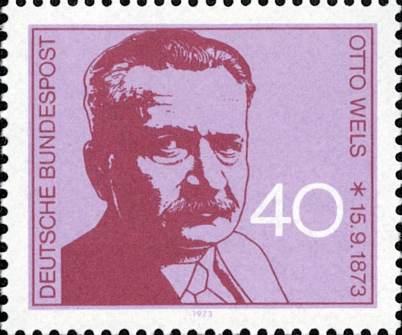 Briefmarke zum 100. Geburtstag von Otto Wels 1973 - Entwurf Karl Oskar Blase