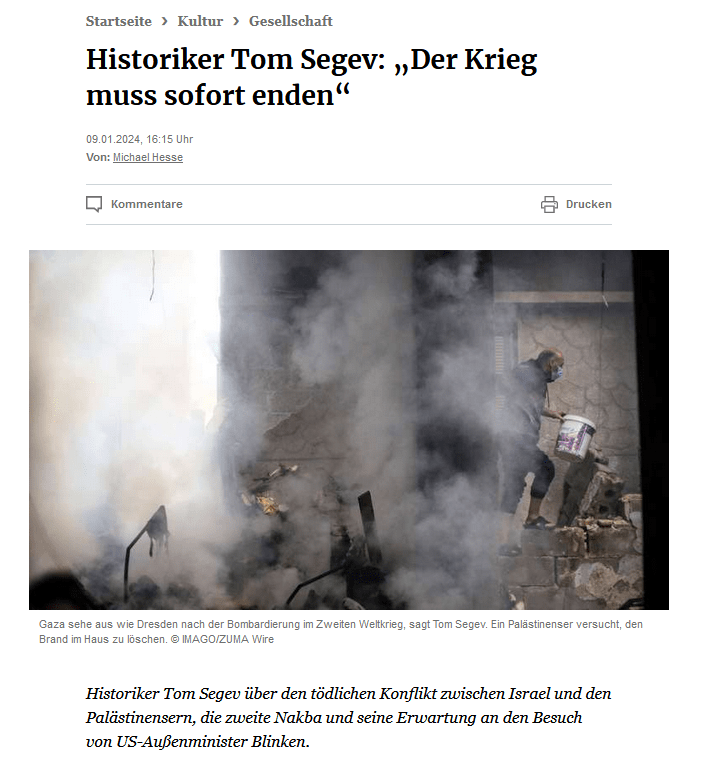 Screenshot Frankfurter Rundschau Tom Segev